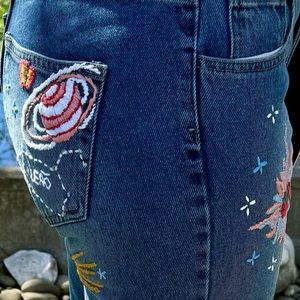 Farm Rio Anthropologie Embroidered Jeans